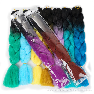 ombre braiding hair synthetic fiber jumbo box braids rainbow crochet braiding hair